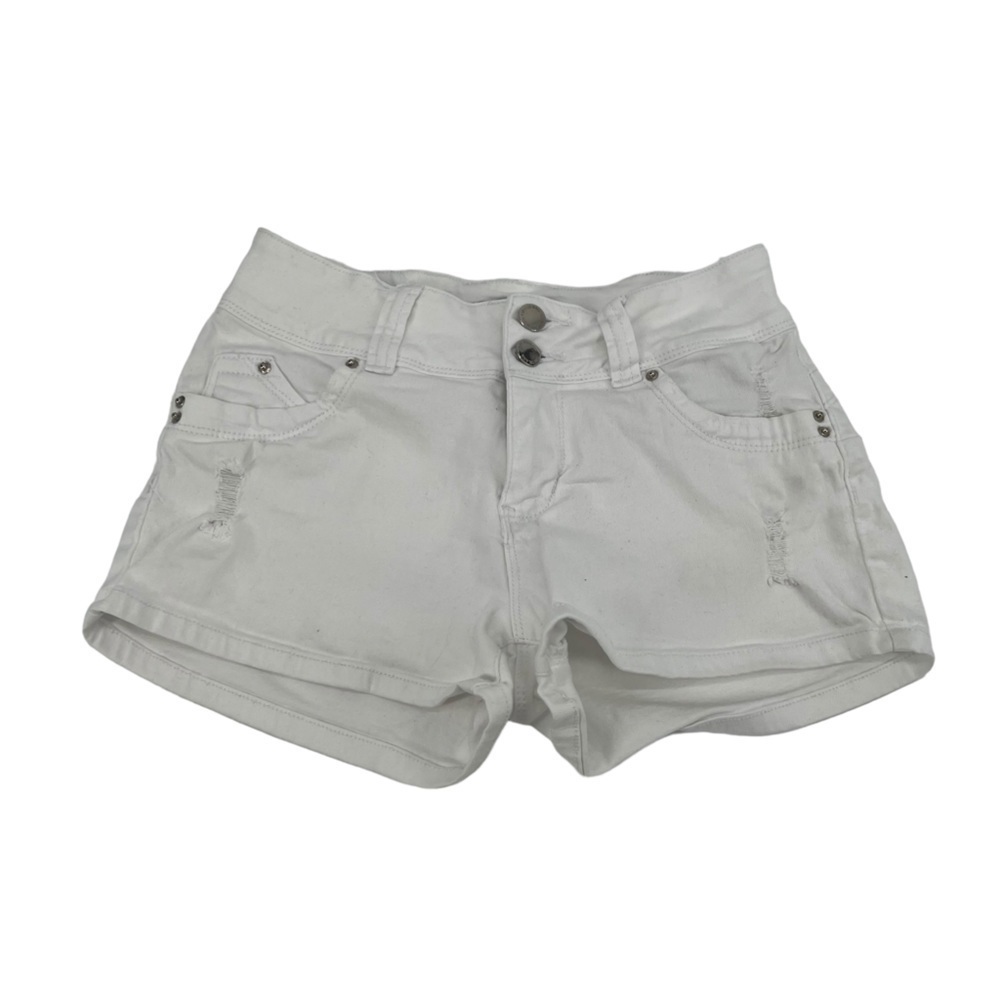 YMI Wanna Betta Butt White Ripped Jean Shorts Size 1 Women’s